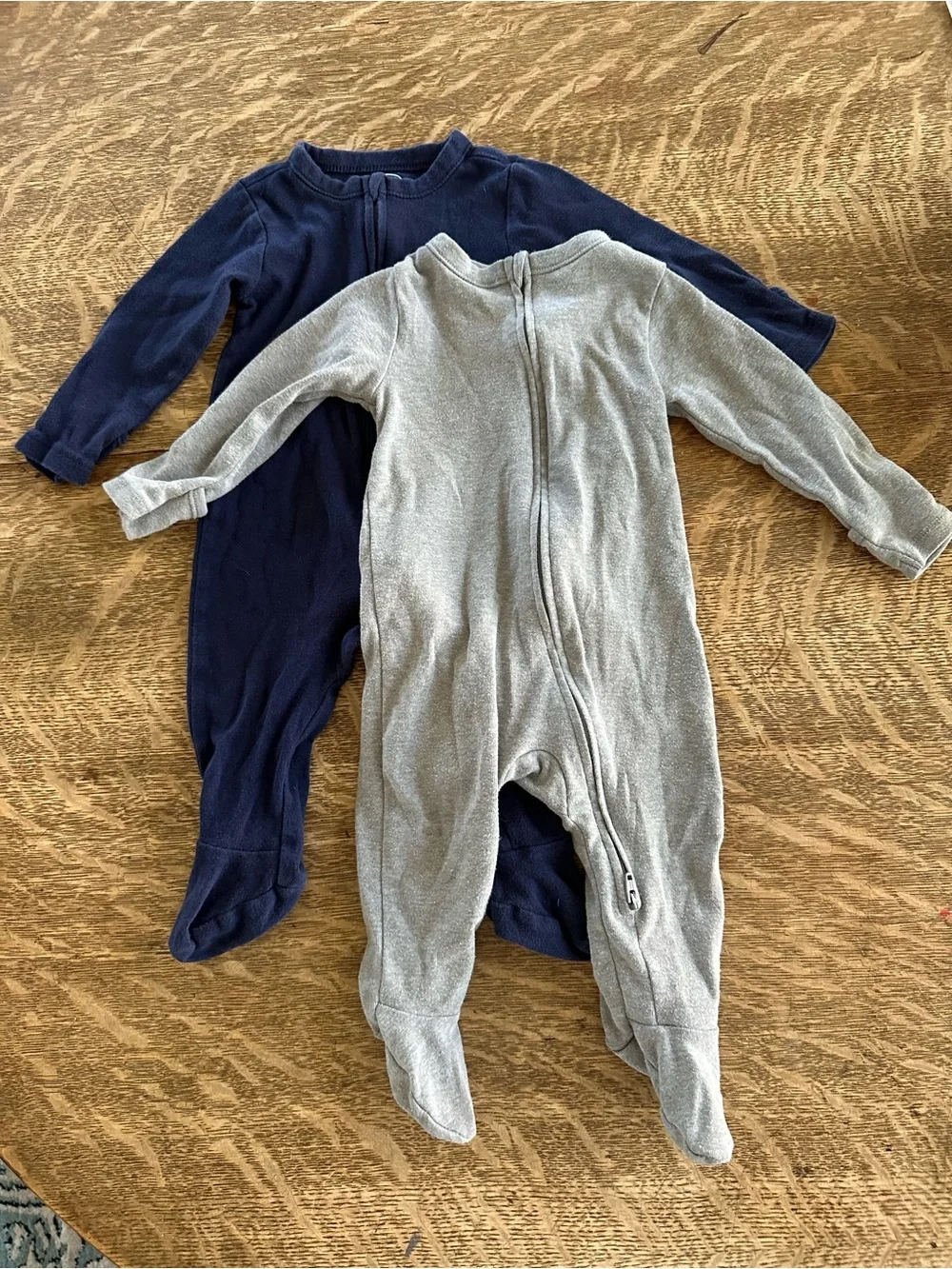 Old Navy - Navy & Light Gray Footed One-Piece Pajamas
